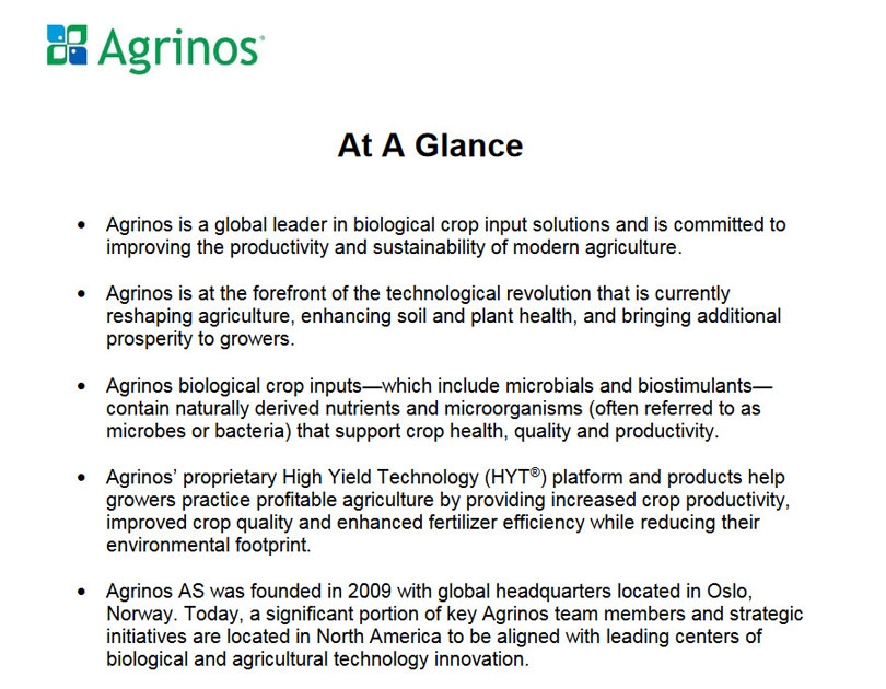 Agrinos At A Glance